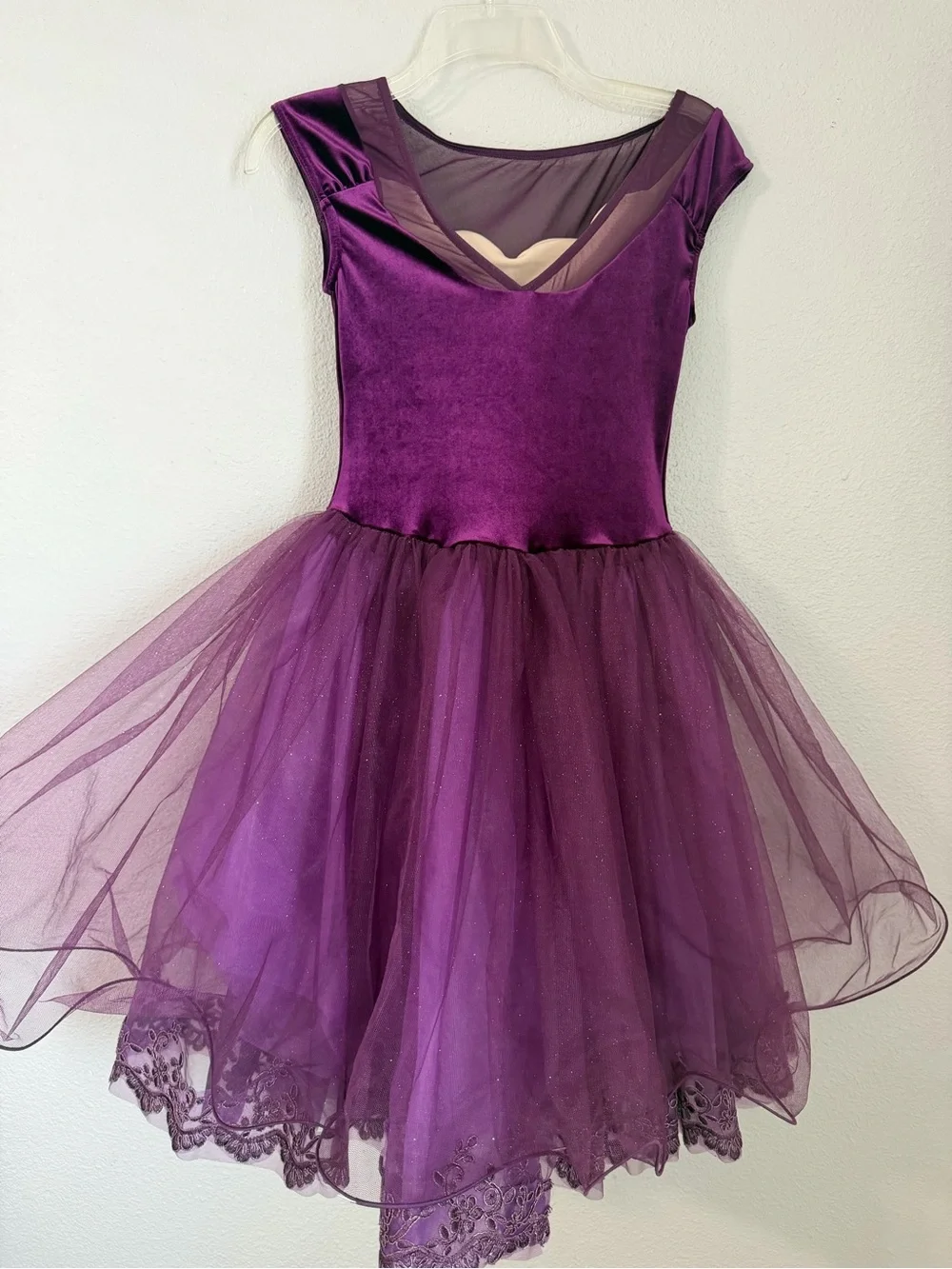 Weissman Purple Tulle Ballet Dress with Embellished Velvet Bodice